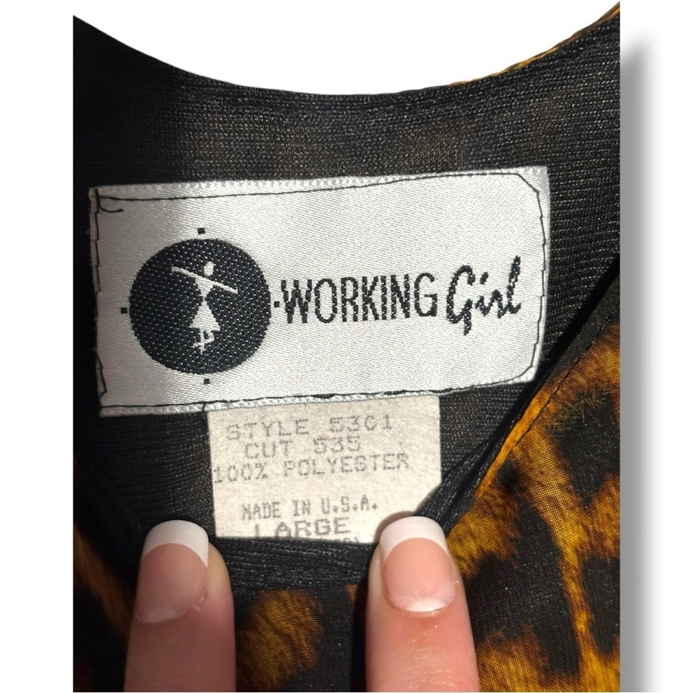 Working Girl Chic Leopard Print Sheer Tan and Black Breathable Flowy Tank Top - Picture 7 of 15